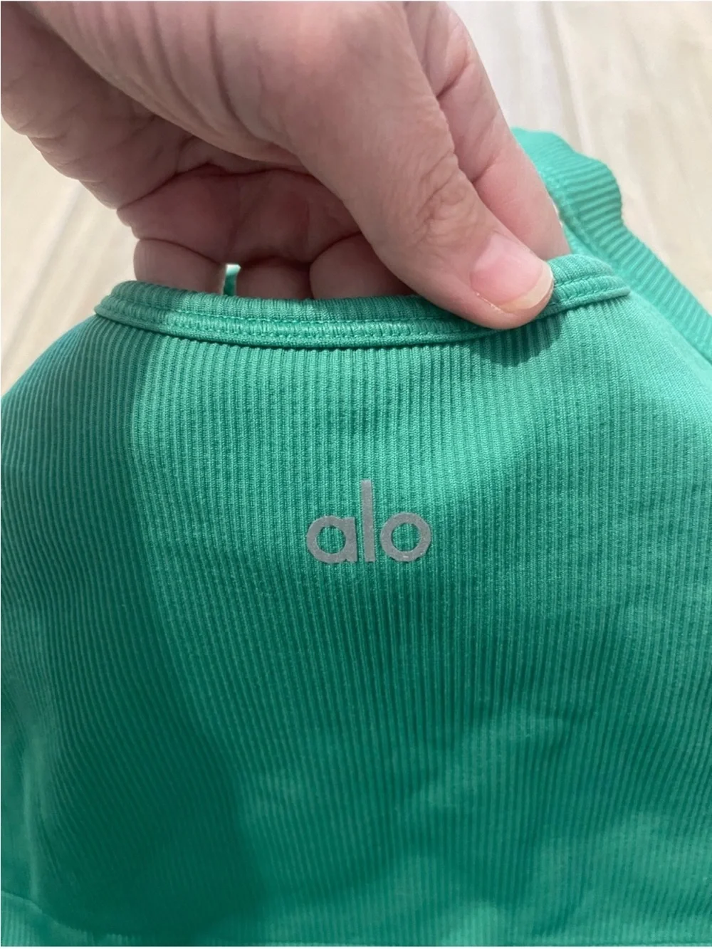 Alo Yoga Ribbed Favorite Bra Tank Top Spruce Green Sz L 12-14 W9730R